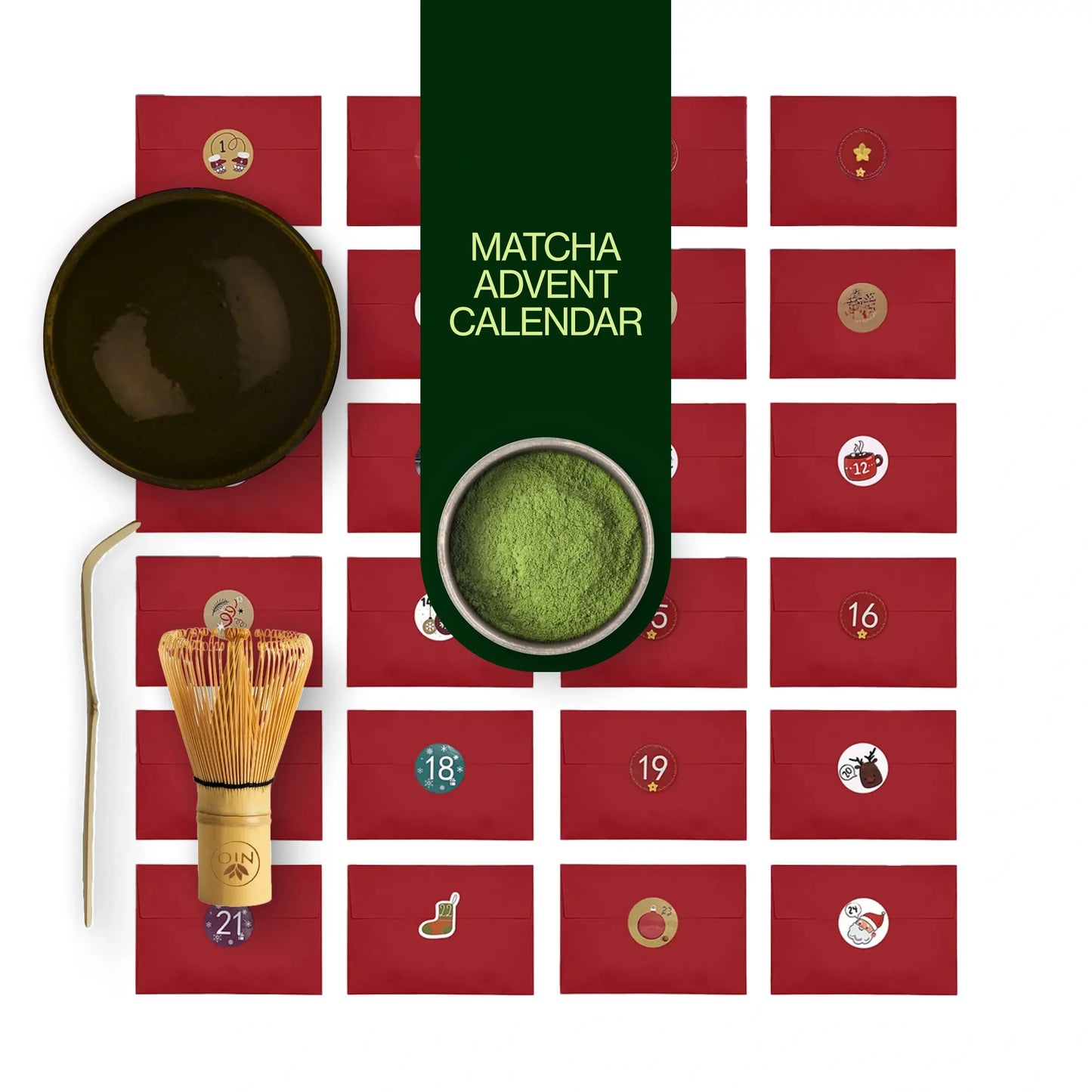 Calendario dell’Avvento Matcha 2025 con frustino, chawan e chashaku