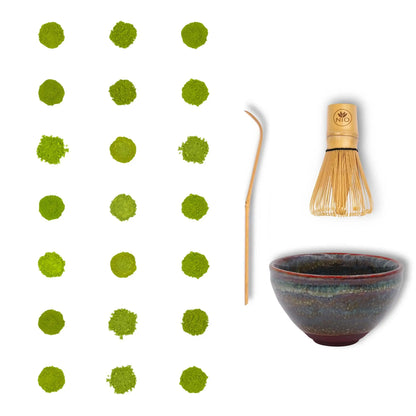 Pacchetto Degustazione Di Tè Matcha Da 21 Campioni Con Frullino Per Tè Matcha E Ciotola Matcha