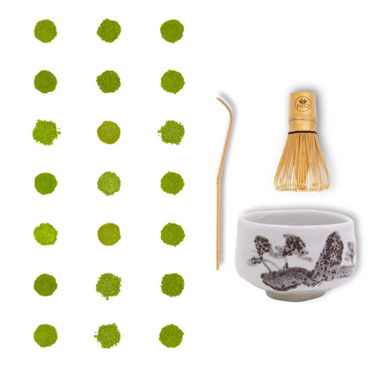 Pacchetto Degustazione Di Tè Matcha Da 21 Campioni Con Frullino Per Tè Matcha E Ciotola Matcha